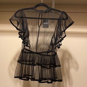 frenchy Lace Panel Stand Neck Top